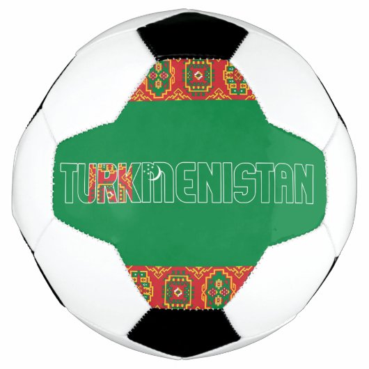 Turkmenistan Flag Schattig Patriottisch Voetbal (Voorkant)