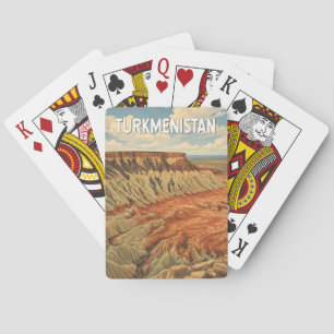 Turkmenistan Illustratie Reis Kunst Vintage Pokerkaarten