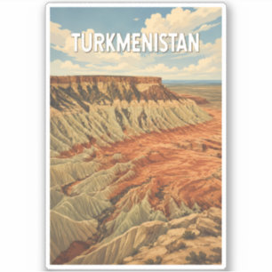 Turkmenistan Illustratie Reis Kunst Vintage Sticker