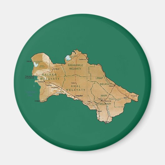 Turkmenistan Kaartmagneet Magneet (Voorkant)