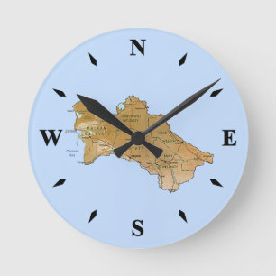 Turkmenistan Map Clock Ronde Klok