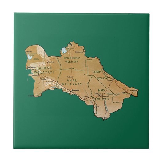 Turkmenistan Map Tile Tegeltje (Voorkant)