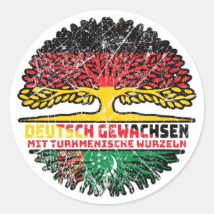 Turkmenistan Turkmenisch Deutsch Deutschland Baum Ronde Sticker