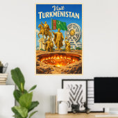 Turkmenistan - Vintage Travel Poster (Bureau à domicile)