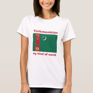 Turkmenistan Vlag + Kaart + Tekst T-shirt