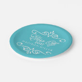  turkoois | afstudeerfeest papieren bordje (Gekanteld)