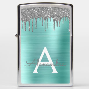 Turkoois Aqua Blauw Folie Metaal Monogram