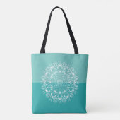 Turkoois Aqua witte uil mandala waardering voor do Draagtas (Achterkant)
