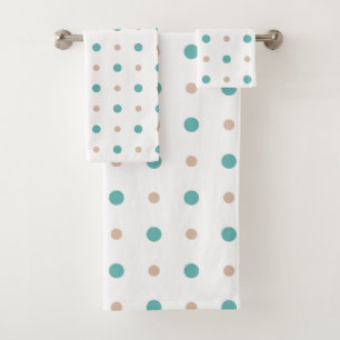 Turkoois, beige en witte stippen bad handdoek