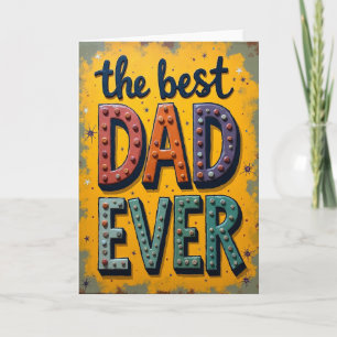 Turkoois Beste Papa Ooit Blokprintkaart Kaart