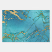Turkoois Blauw en Goud Marmer Uiterlijk Inpakpapier Vel (Voorkant)