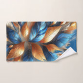 Turkoois Blauw en Koper Bladeren Abstrac Handdoek  (Handdoek)