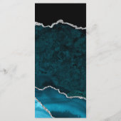 Turkoois Blauw en Zilveren Agaten Trouwmenu Menu (Achterkant)