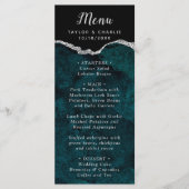 Turkoois Blauw en Zilveren Agaten Trouwmenu Menu (Voorkant)