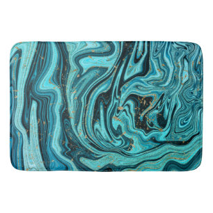 Turkoois Blauw & Goud Chic Swirl Modern Abstract Badmat