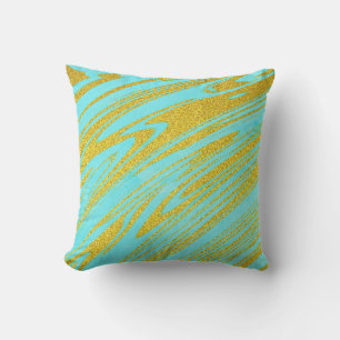 Turkoois Blauw Groen Goud Gouden Glitter Kunstzinn Buitenkussen