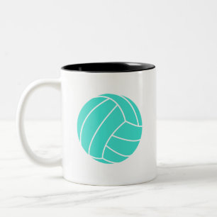 Turkoois; Blauw groen volleybal Tweekleurige Koffiemok