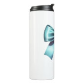 Turkoois Blauw Lint Elegante Bruids Shower Huwelij Thermosbeker (Gedraaid links)