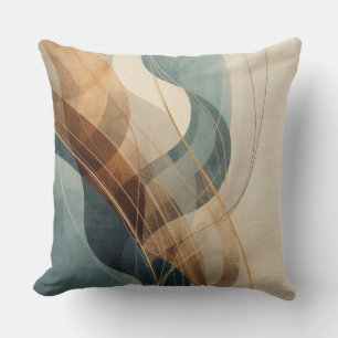 Turkoois Blauw Roest Grijs Crème Abstract Boerderi Kussen