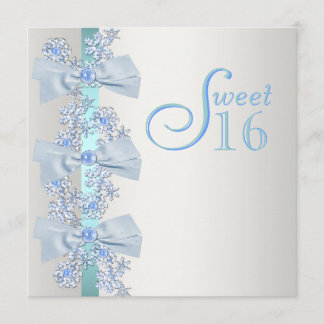 Turkoois Blauw Witte Sneeuwvlok Sweet Sixteen Verj Kaart