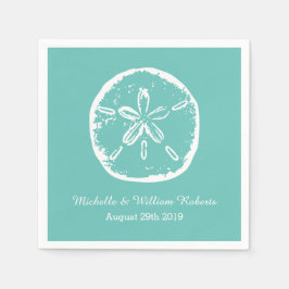 Turkoois blauw Zand dollar strand bruiloft servett Servet