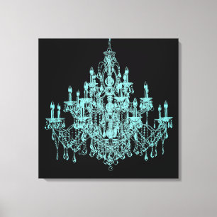 Turkoois Blauwe Kroonluchter Canvas Muur Kunstprin Afdruk