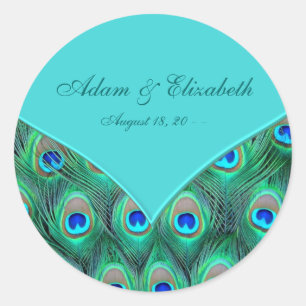 Turkoois Blauwe Pauw Huwelijksgunst Label