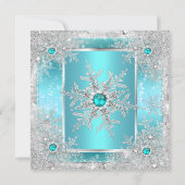 Turkoois Blauwe Sneeuwvlok Zilver Winter Wonderlan Kaart (Achterkant)