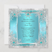 Turkoois Blauwe Sneeuwvlok Zilver Winter Wonderlan Kaart (Voorkant)