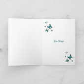 Turkoois Blauwe Vlinder Script Elke Gelegenheid Bedankkaart (Binnen)