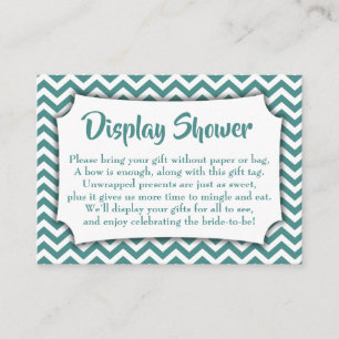 Turkoois Chevron Display Bruiloftsshower Cadeaubij Informatiekaartje