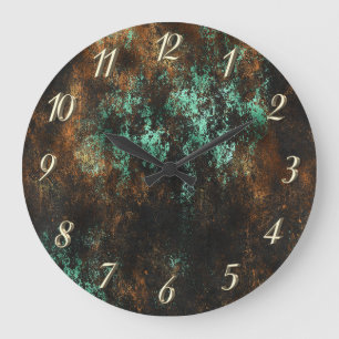 Turkoois Cooper Patina Metallic Grote Klok