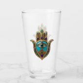 Turkoois Derde Oog Hamsa Glas (Voorkant)