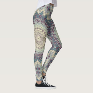 Turkoois en Crème Mandala Patroon Ontwerp Leggings