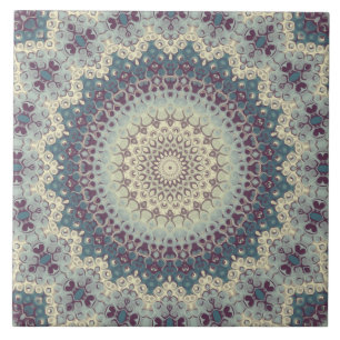 Turkoois en Crème Mandala Patroon Ontwerp Tegeltje