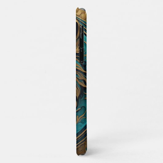 Turkoois en Gouden Wolf Case-Mate iPhone Case (Achterkant/links)