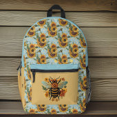 turkoois en gouden zonnebloem bij Initialen Bedrukte Rugzak