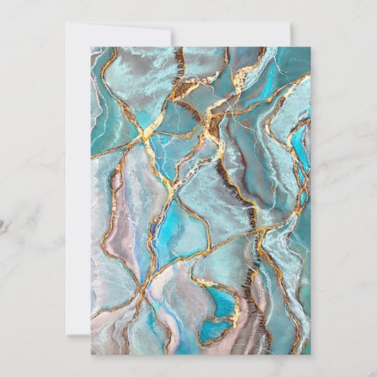 Turkoois Geode Kintsugi Uitnodiging (Voorkant)