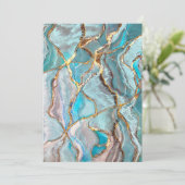 Turkoois Geode Kintsugi Uitnodiging (Staand voorkant)