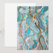 Turkoois Geode Kintsugi Uitnodiging (Voorkant / Achterkant)