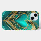 Turkoois Gouden Hart Case-Mate iPhone Case (Achterkant (horizontaal))