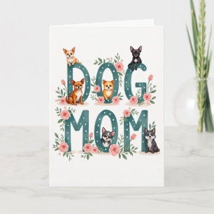 Turkoois Hond Moeder Bloem Kunstkaart Kaart
