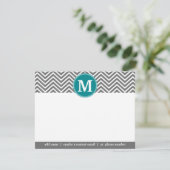 Turkoois Houtskool Chevrons Monogram Bedankt (Staand voorkant)