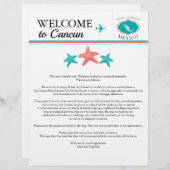 Turkoois Koraal Bruiloft Welkomstbrief voor Mexico (Voorkant / Achterkant)