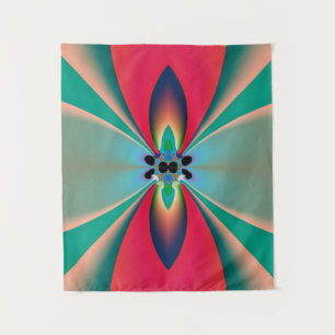 Turkoois Koraal Spiegel Symmetrie Abstracte Kunst Wandkleed