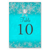 Turkoois Kristallen Parel Sneeuwvlok Tafel Nummerk Kaart (Achterkant)