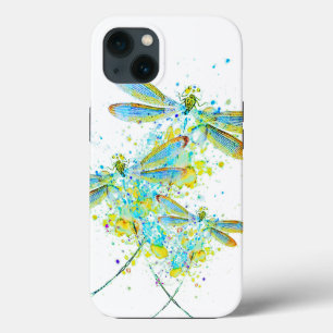 Turkoois Libelle spatpatroon iPhone 13 Hoesje