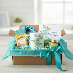 Turkoois Libelle spatpatroon gepersonaliseerd Koffiemok