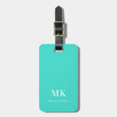 Turkoois monogram initialen bagagelabel (Voorkant verticaal)
