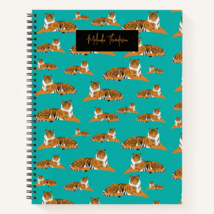 Turkoois Oranje Jungle Safari Tijger Dier Schattig Notitieboek